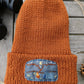 Hand Knit Beanie Featuring a Nightscape Desert Patch