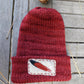 Hand Knit Beanie Featuring a red-shafted Northern Flicker